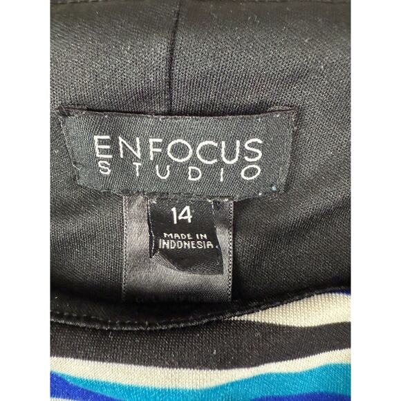 En Focus Studio Size S Striped S Cap Sleeve Sheath Knee Length Dress Blue - Picture 7 of 9